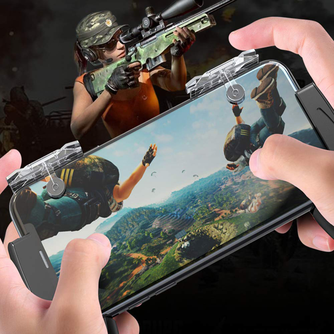 Combo tay cầm chơi game và 2 nút bắn E9 chơi PUBG ROS