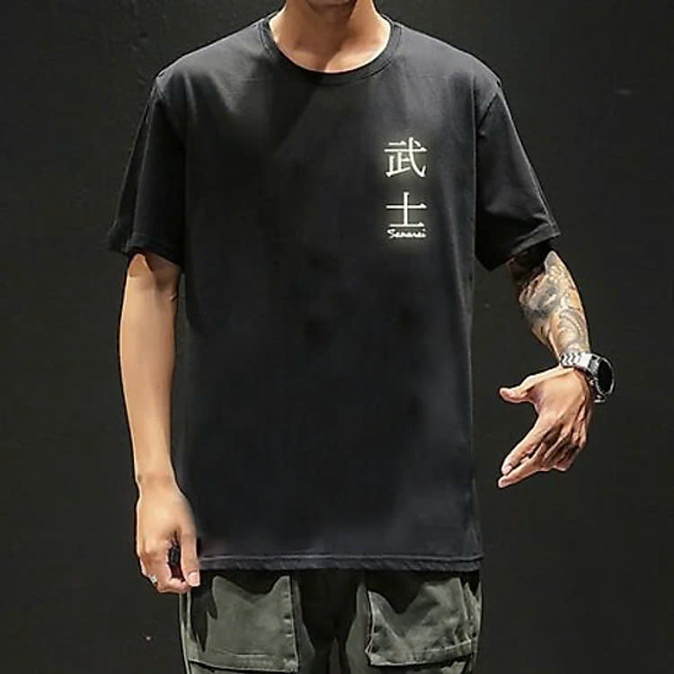 Áo Thun Phản Quang Samurai bạc, Áo Thun Cotton 75%, Áo From Rộng, Áo Thun Unisex, thời trang đường phố