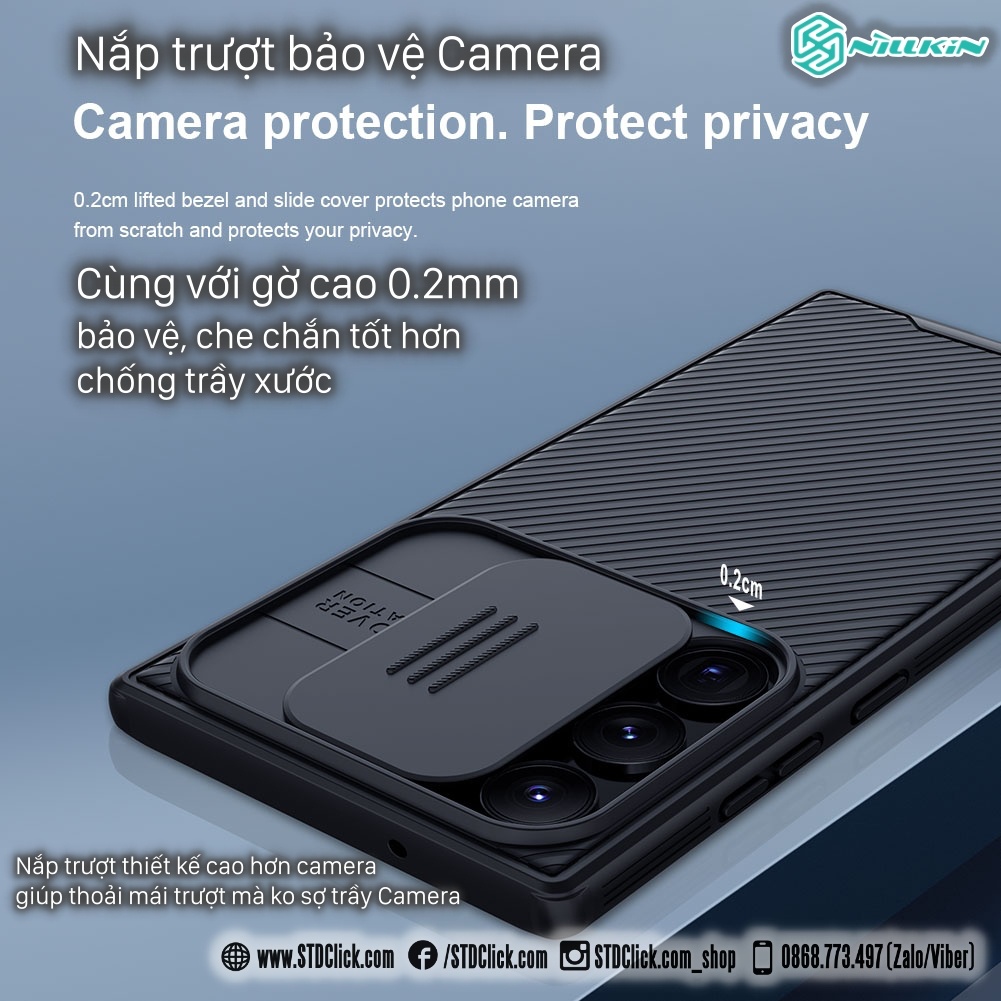 ỐP LƯNG DÀNH CHO ĐIỆN THOẠI SAMSUNG GALAXY S23 ULTRA 5G NILLKIN CAMSHIELD PRO BẢO VỆ CAMERA