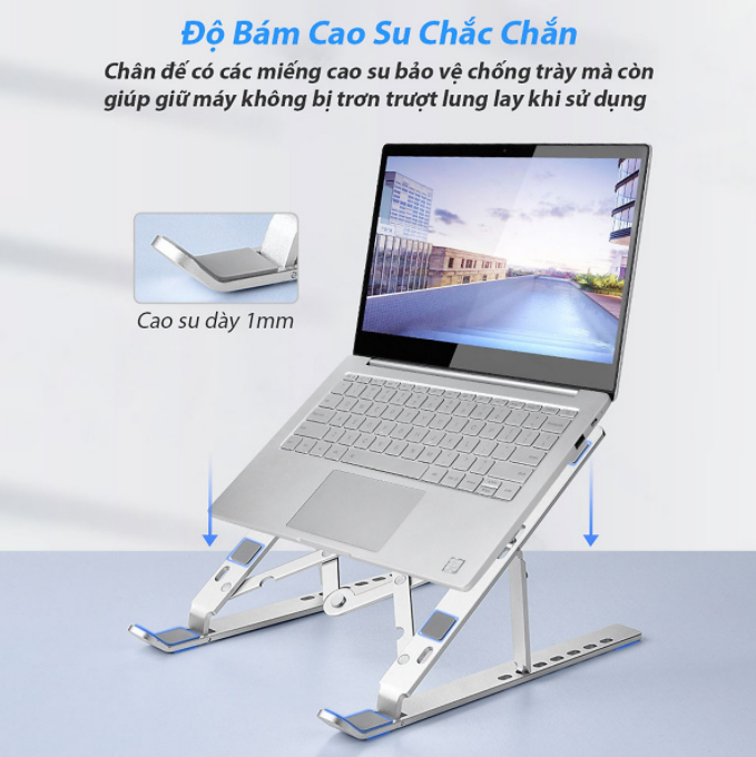 Giá Đỡ Laptop Nhôm , Laptop Stand Gấp Gọn Dùng Cho Máy Từ 11~17 inch, Chất Liệu Hợp Kim Nhôm Cao Cấp , Hàng Chính Hãng