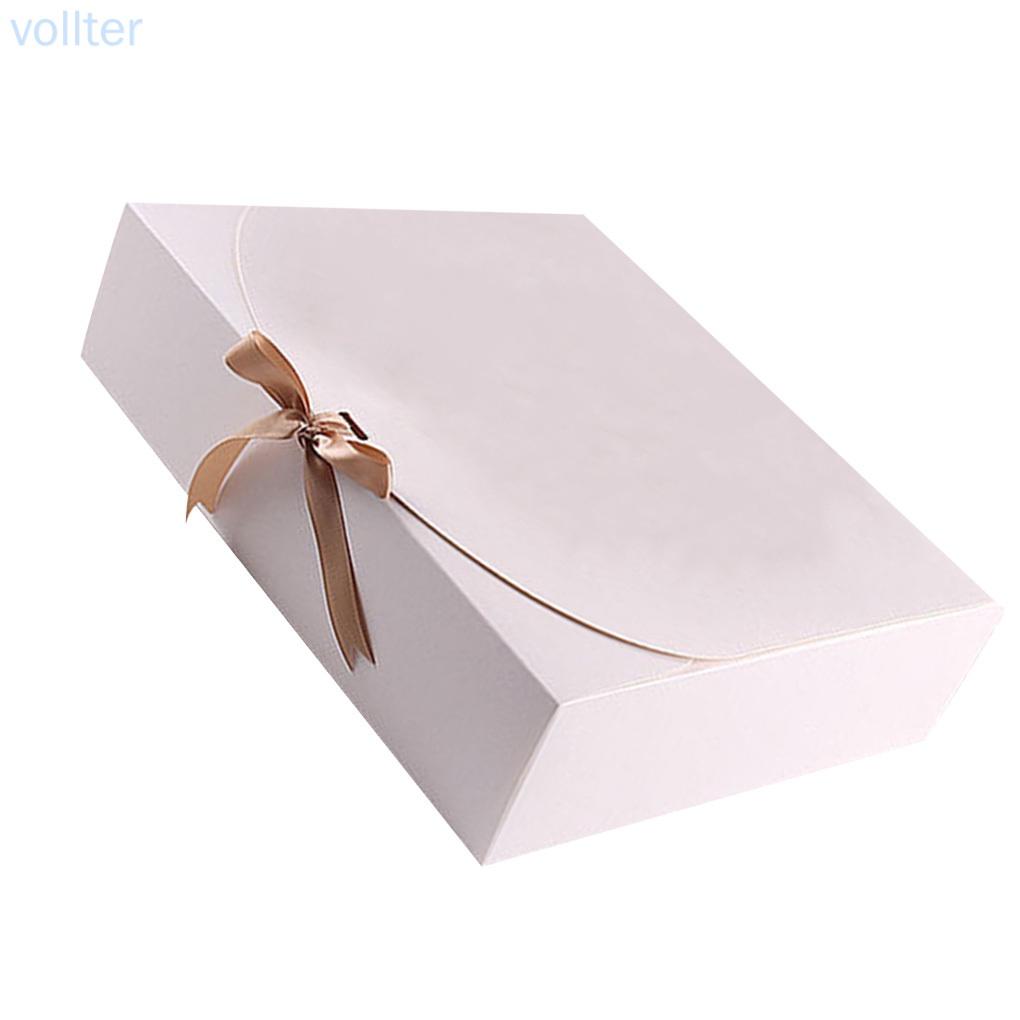 VOLL 5pcs Gift Boxes Birthday Paper Favor Cases Party Anniversary Gift Packing Boxes with Ribbon, White, Small