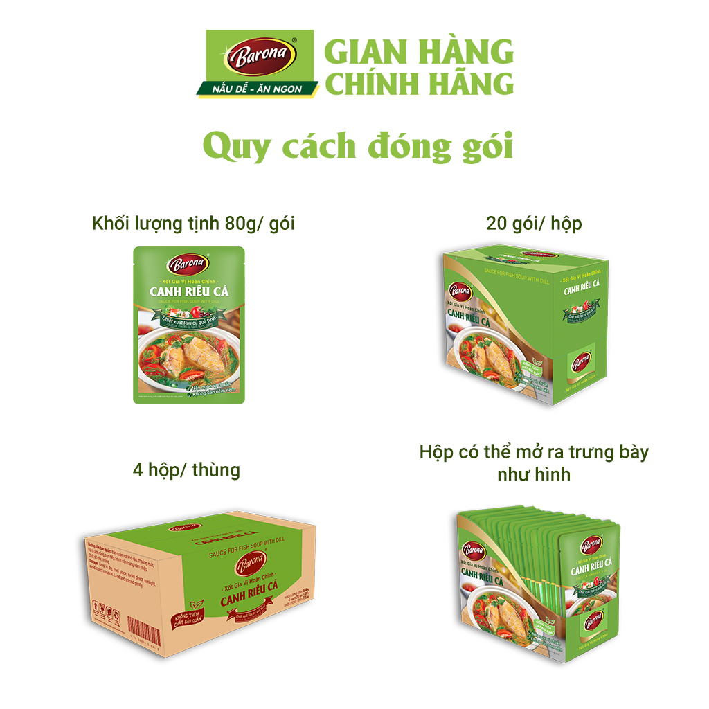 Gia Vị Barona 80g ướp ngon chuẩn vị không cần nêm nếm nêm sẵn thành phần tự nhiên, giá sỉ dạng thùng (1 thùng 80 gói)