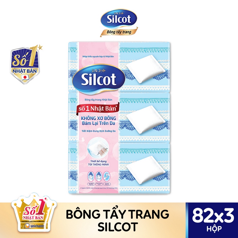 Combo 3 Bông tẩy trang Silcot hộp 82 miếng