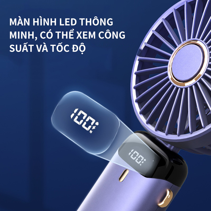 [HÀNG CHÍNH HÃNG GOOJODOQ] FS007 - Quạt Mini 3000MAh Di Động 5 Tốc Độ Có Thể Gập Lại LED Hiển Thị Kỹ Thuật Số Cung Cấp Điện Để Bàn Dễ Thương