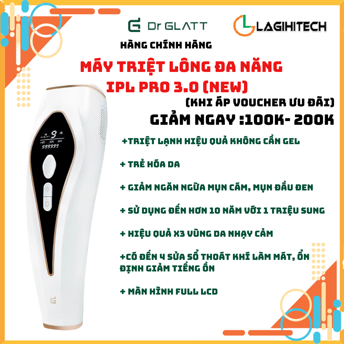 Máy triệt lông đa năng DR GLATT IPL PRO 3.0 (NEW) - Hàng Chính Hãng