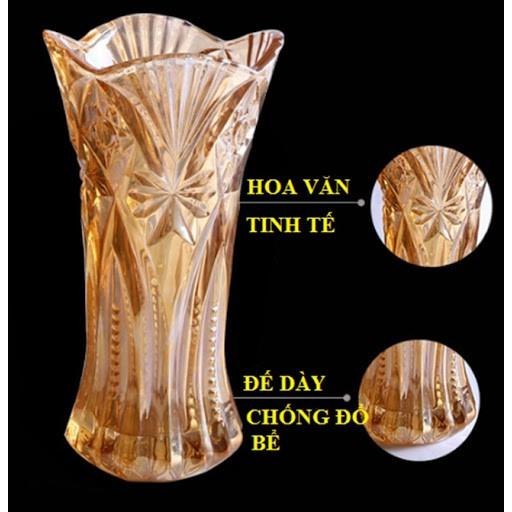 Bình hoa thủy tinh nhũ vàng - lọ hoa vàng loe