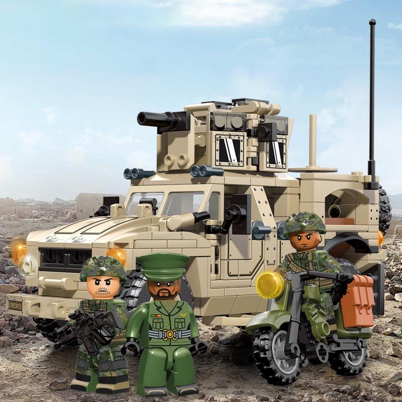 Đồ chơi lắp ráp xe vũ trang M-ATV, Sembo Block 207122 Army Car, Xếp hình thông minh, Mô hình quân sự