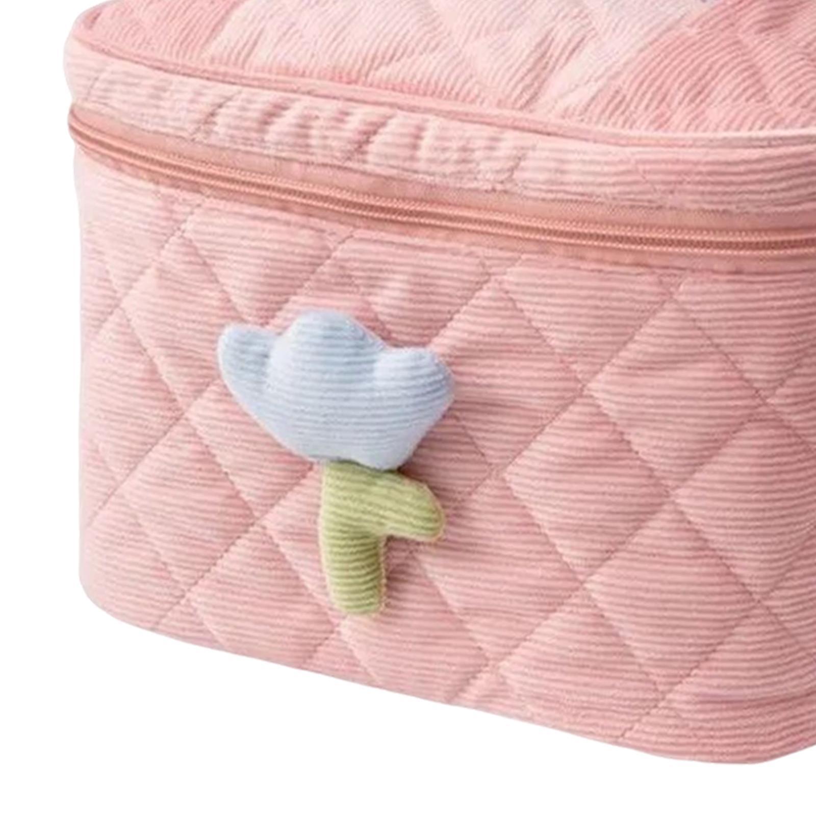 Fashion Cosmetic Bag Pouch Organizer Zipper Corduroy Toiletry Bag