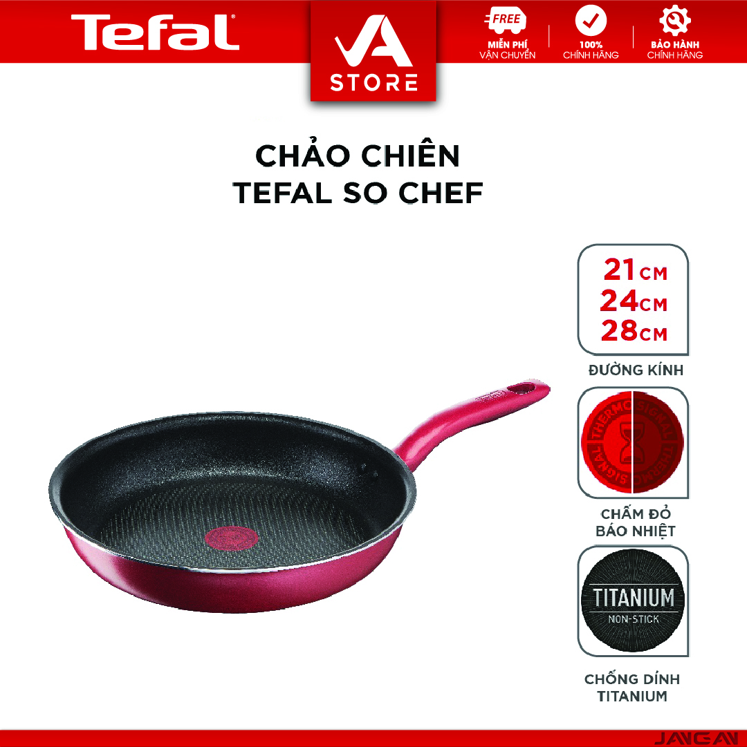 Chảo chiên Tefal So Chef size 21, 24, 28cm - Hàng Chính hãng