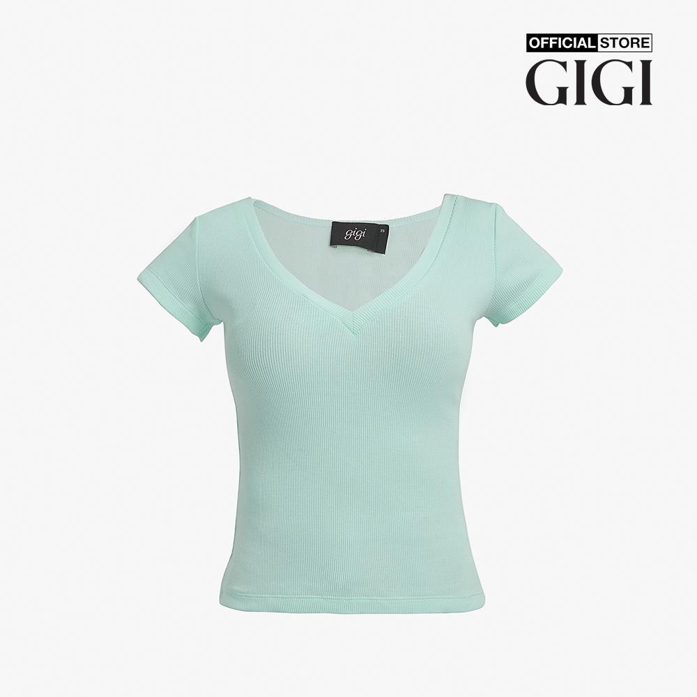 GIGI - Áo thun nữ ngắn tay cổ V phom ôm nữ tính G1203P211270