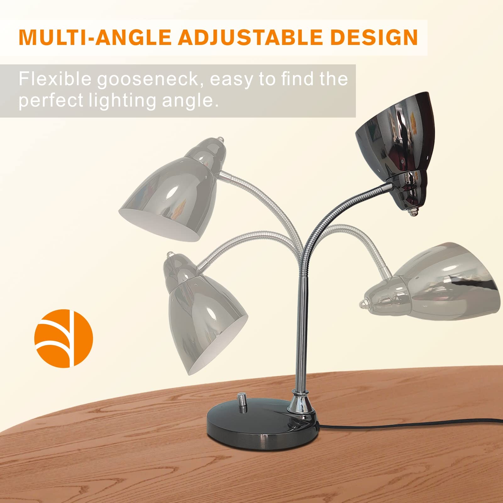 Đèn đọc sách để bàn Plating Black Metal Flexible Gooseneck Desk Lamp