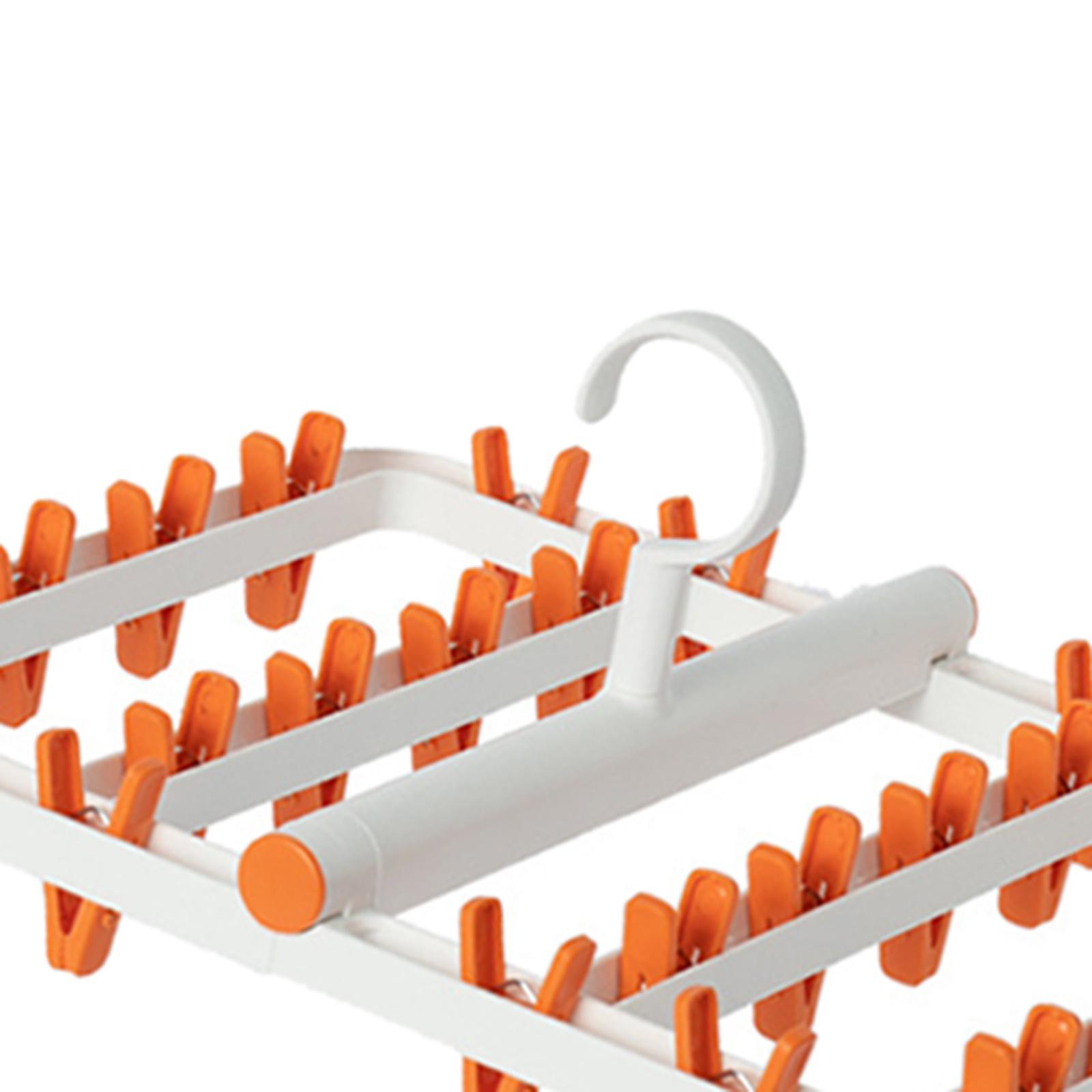 Foldable Socks Cloth Hanger Windproof Clothespin 24 Clips Household