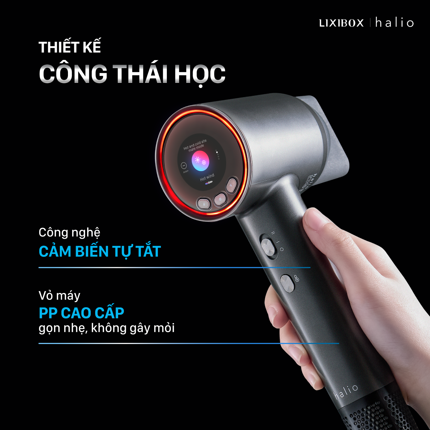 Máy Sấy Tóc Halio Hypersonic Hair Dryer Luân Phiên Nóng Lạnh, Bảo Vệ Da Đầu