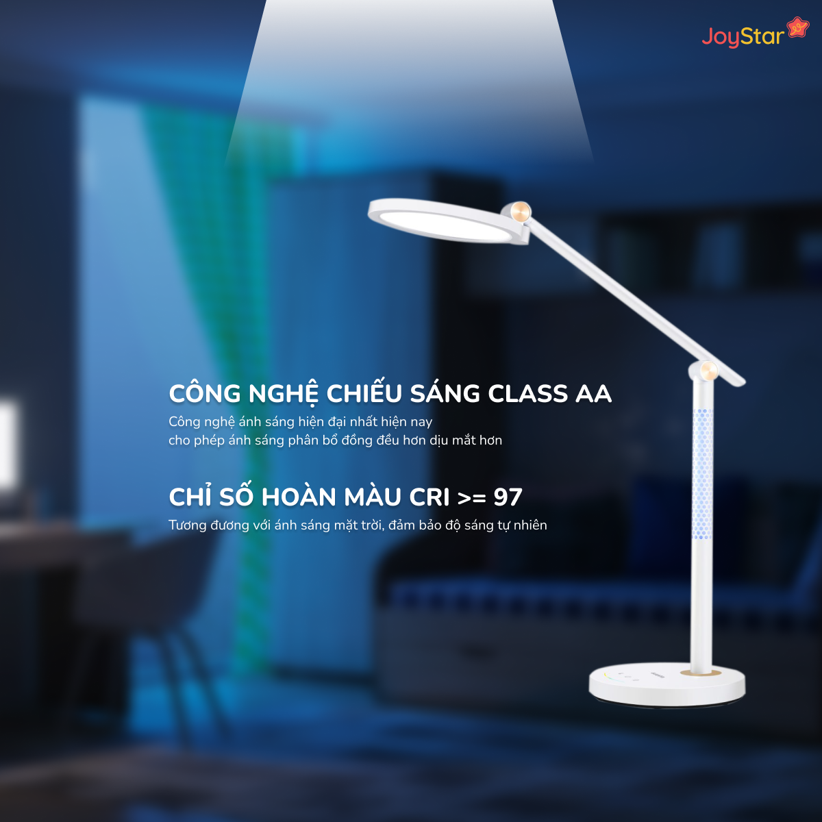 Đèn học chống cận Joystar E10 - Bảo vệ mắt, giảm 75% ánh sáng xanh - 1 đổi 1 trong vòng 100 ngày - Hàng chính hãng