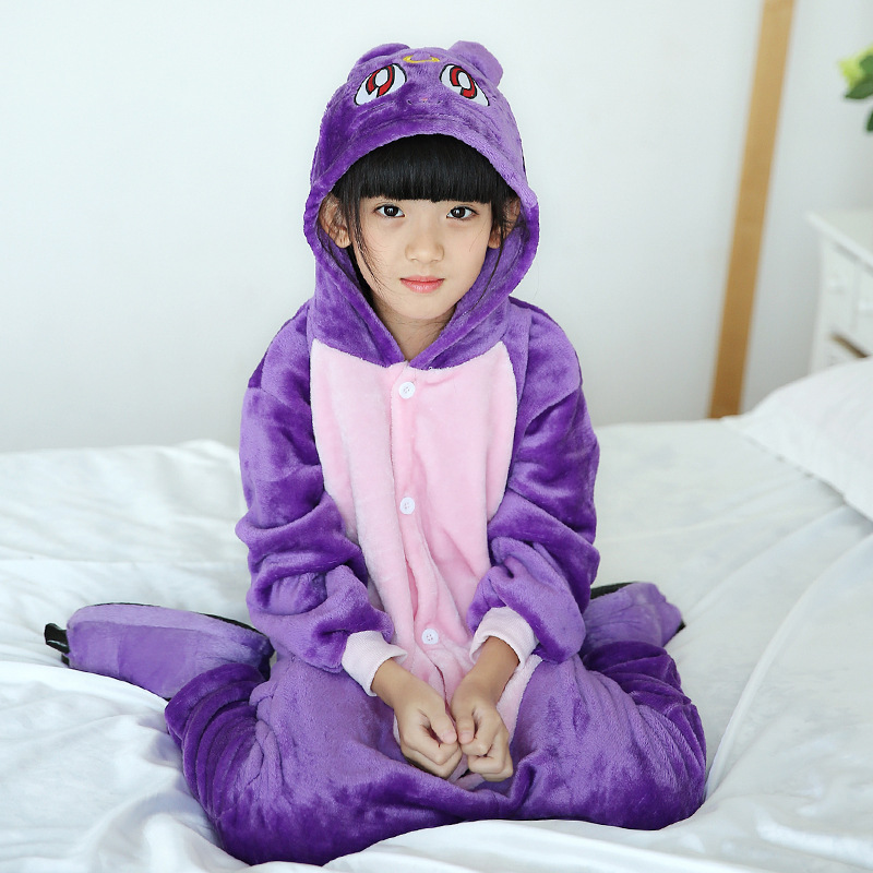 Bộ Đồ hình thú liền thân lông mịn Pijama dành Cho Người Lớn và Trẻ Em Hoạt Hình Cosplay