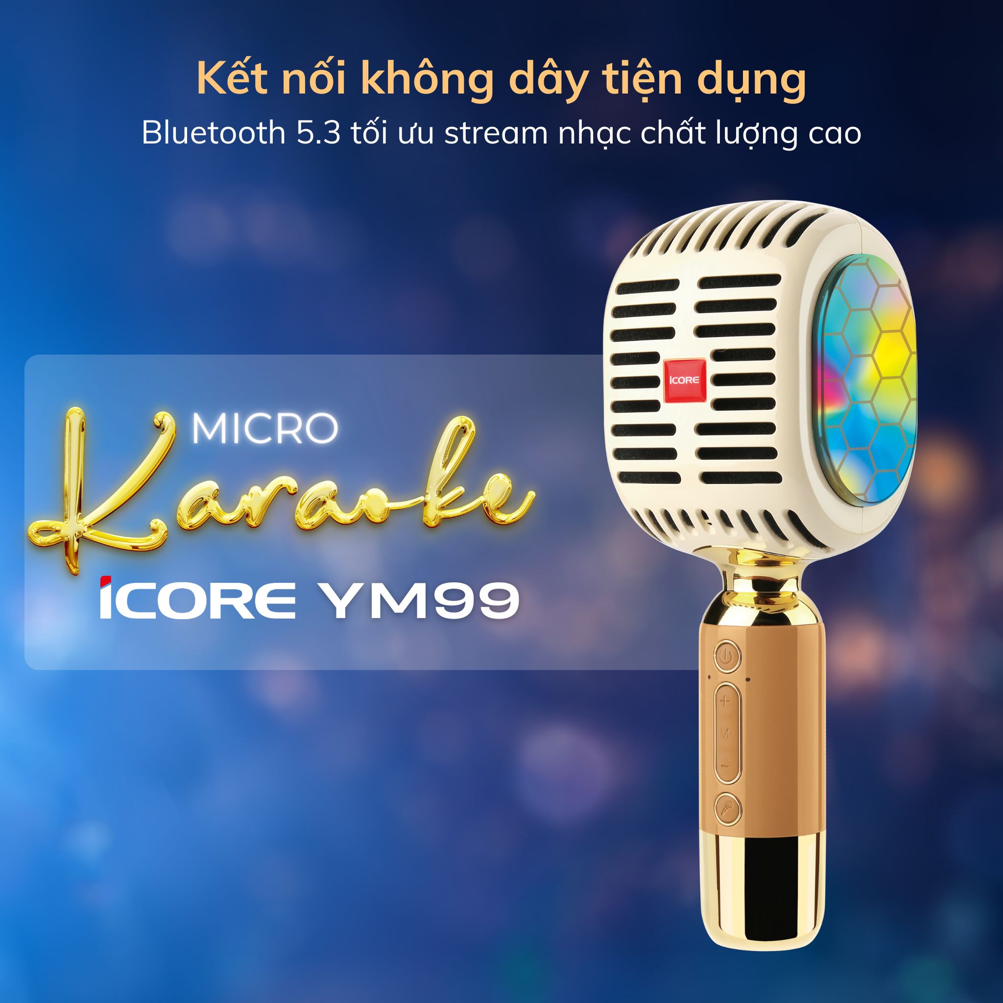 Micro Karaoke kèm loa Bluetooth iCore YM99 - Hàng chính hãng