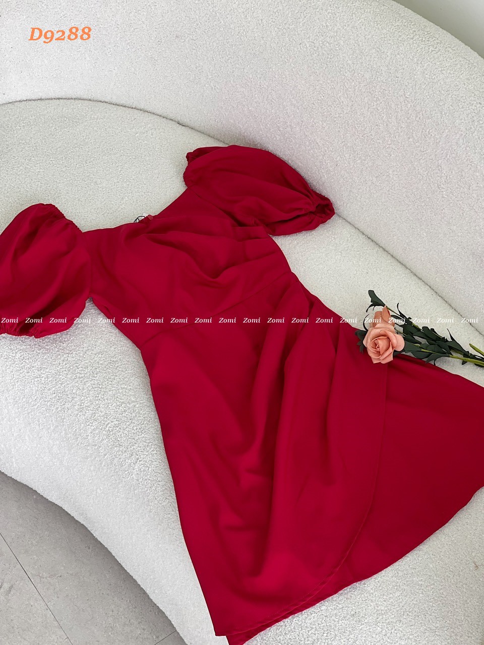 Đầm dự tiệc thời trang dáng ôm body xếp li cổ chéo tay phồng quyến rũ D9288