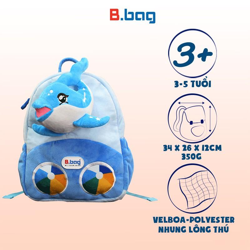 Balo mẫu giáo B.Bag Cushy-Dolphin Xanh dành cho bé 3-5 tuổi,trẻ mẫu giáo,đáng yêu,dễ thương B-12-104