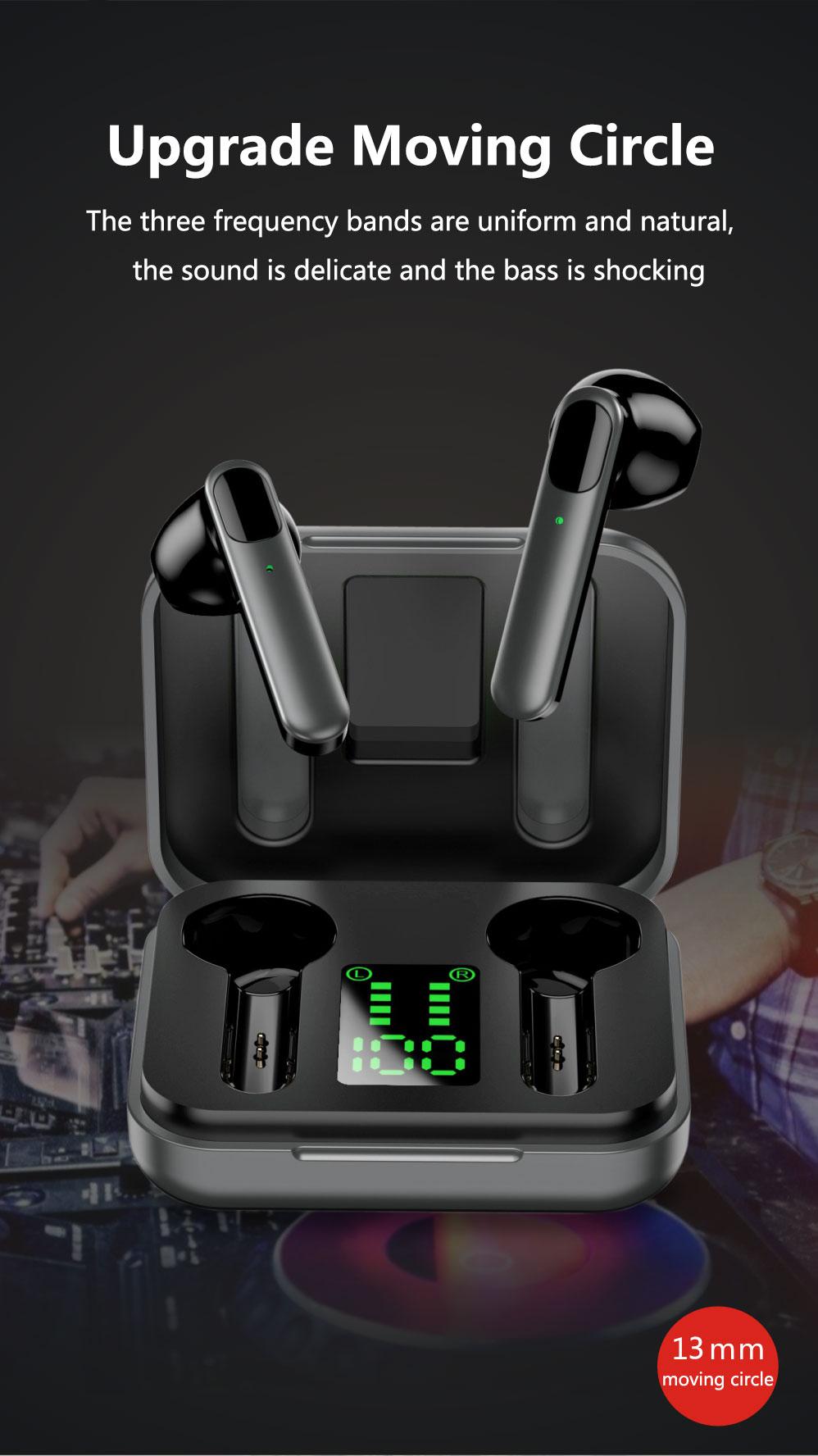 Mini  Bluetooth  5.0  Wireless  Headset Rechargeable Stereo Sports Earbuds