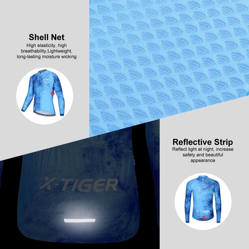 Áo xe đạp X-Tiger nâng cấp phù hợp với quần áo xe đạp áo dài tay dài Color: Blue Size: XL