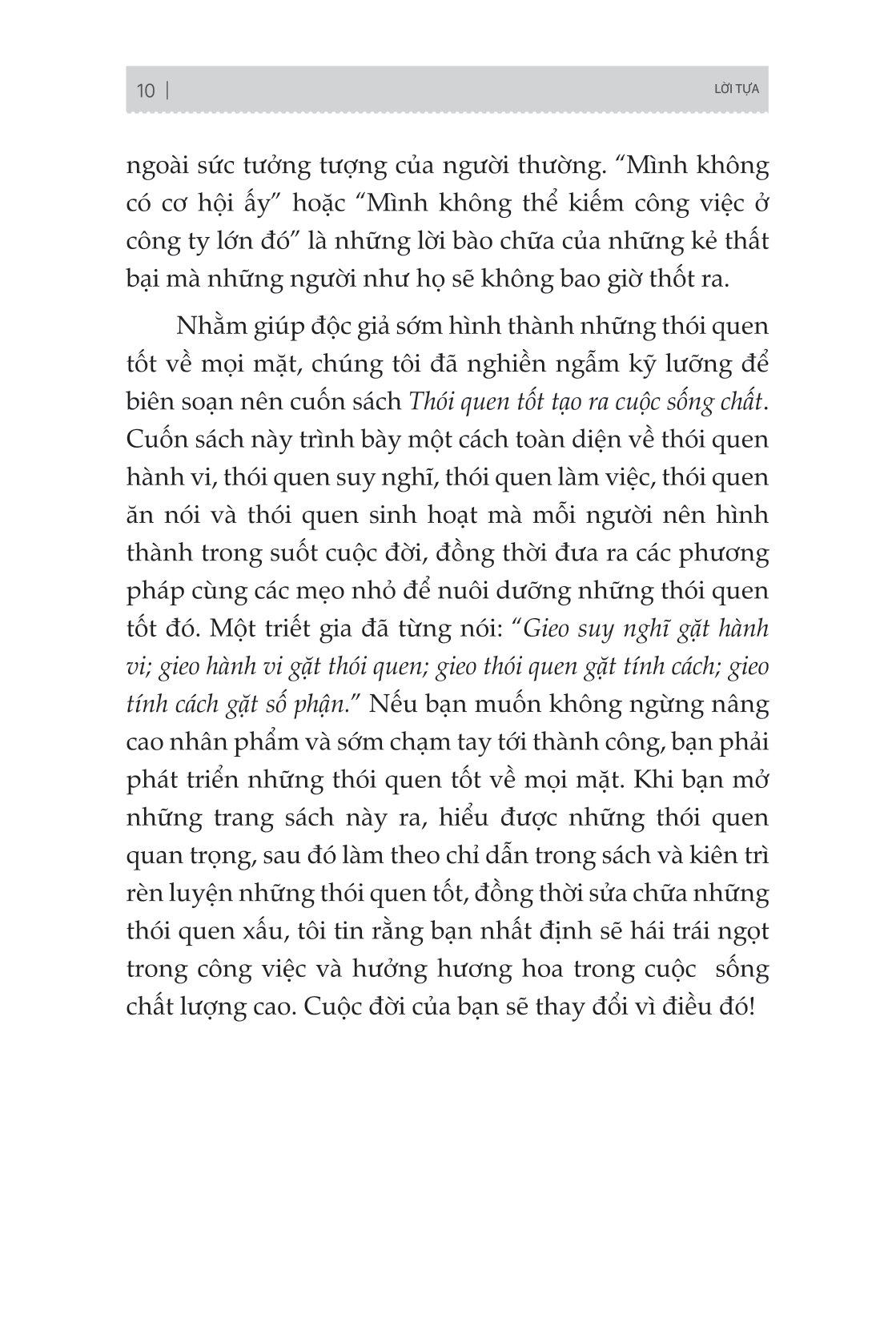 Thói Quen Tốt Tạo Ra Cuộc Sống Chất