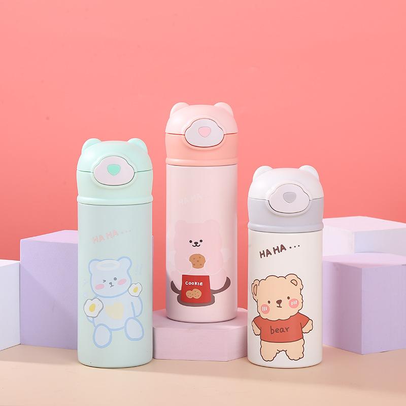 320/420ML Dễ Thương Cho Trẻ Em Bình Nước Inox Hút Chân Không Flacks Giữ Nhiệt Có Ống Hút Cốc Cà Phê Máy Hút Chân Không Thermocup