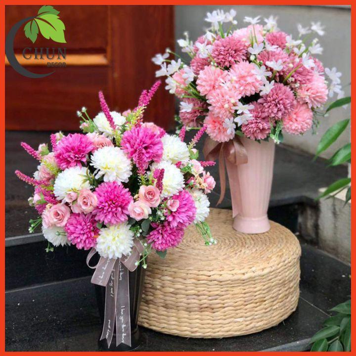 Hoa giả, bình hoa bồ công anh trưng bày phòng khách, văn phòng, cửa hàng, lớp học