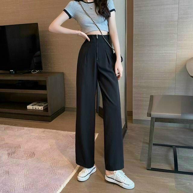 Quần ống rộng, quần suông khoá trước 2 màu tôn dáng kéo dài chân D'Lily Store