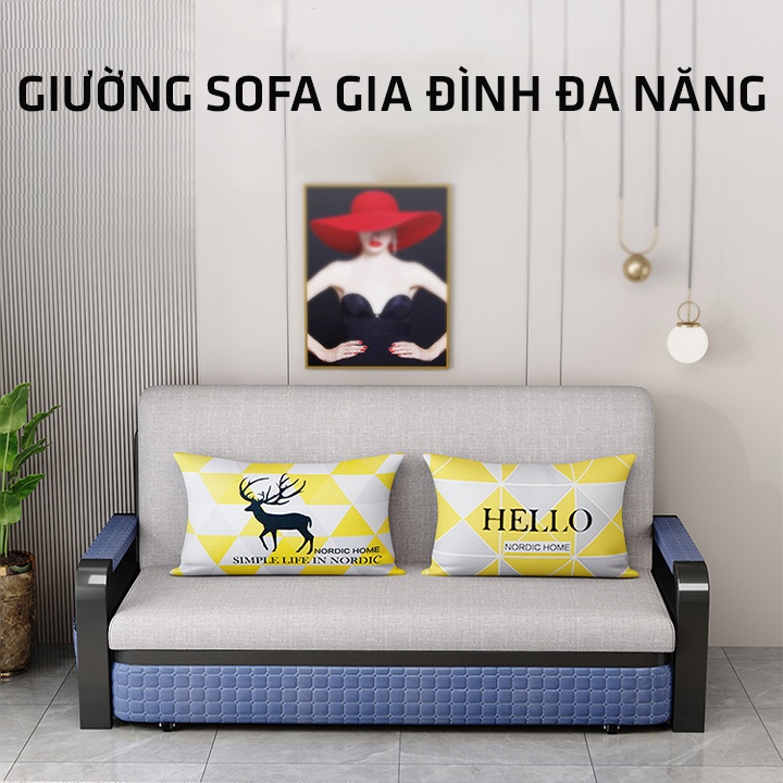 Giường Sofa, Sofa Giường Gấp Gọn Thành ghế Thông Minh 2 trong 1 Tặng Đệm Và Gối