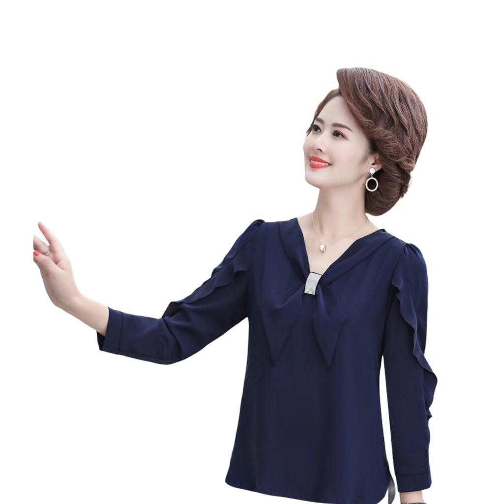 áo kiểu viền bèo thắt nơ trung niên -(thoitrangbigsize05) nh15-121