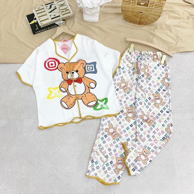 Đồ bộ nữ, bộ pijama tay cộc quần dài chất liệu LATIN cao cấp mềm mịn, cho nữ dưới 60kg