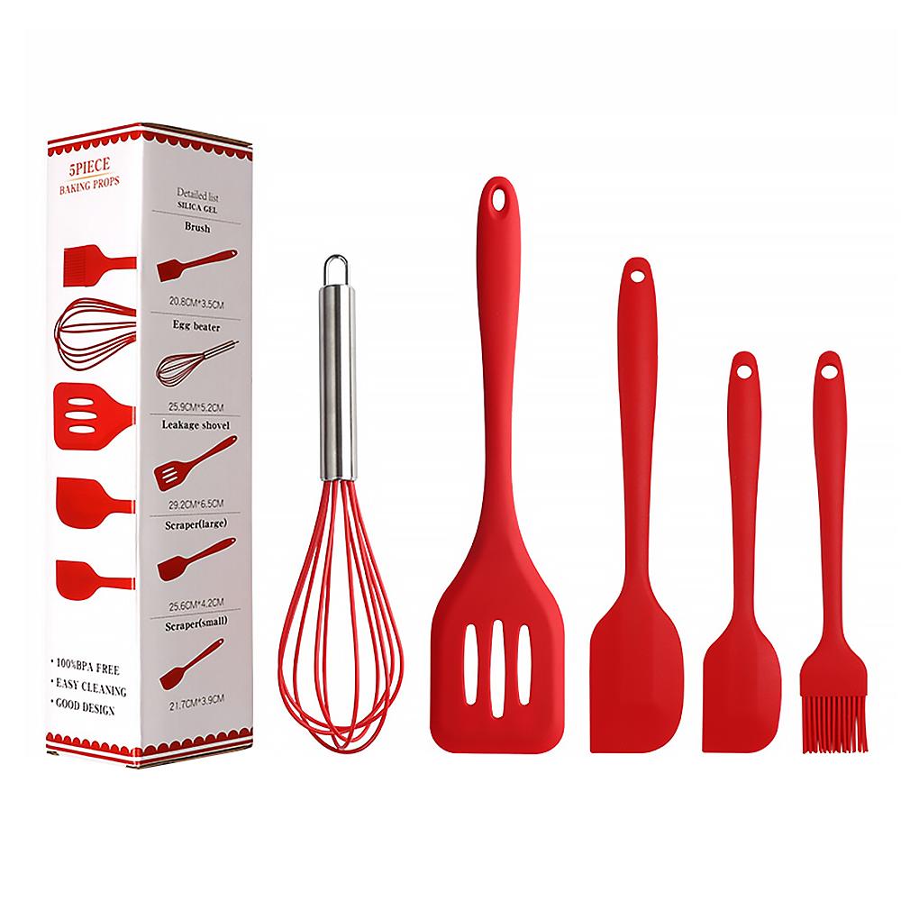 5 Cái/bộ Đồ Dùng Nhà Bếp Silicone Cấp Thực Phẩm Đánh Trứng Cạp Dầu Đầu Thìa Đũa Nấu Ăn Bộ Dụng Cụ Nhà Bếp Dụng Cụ Làm Bánh