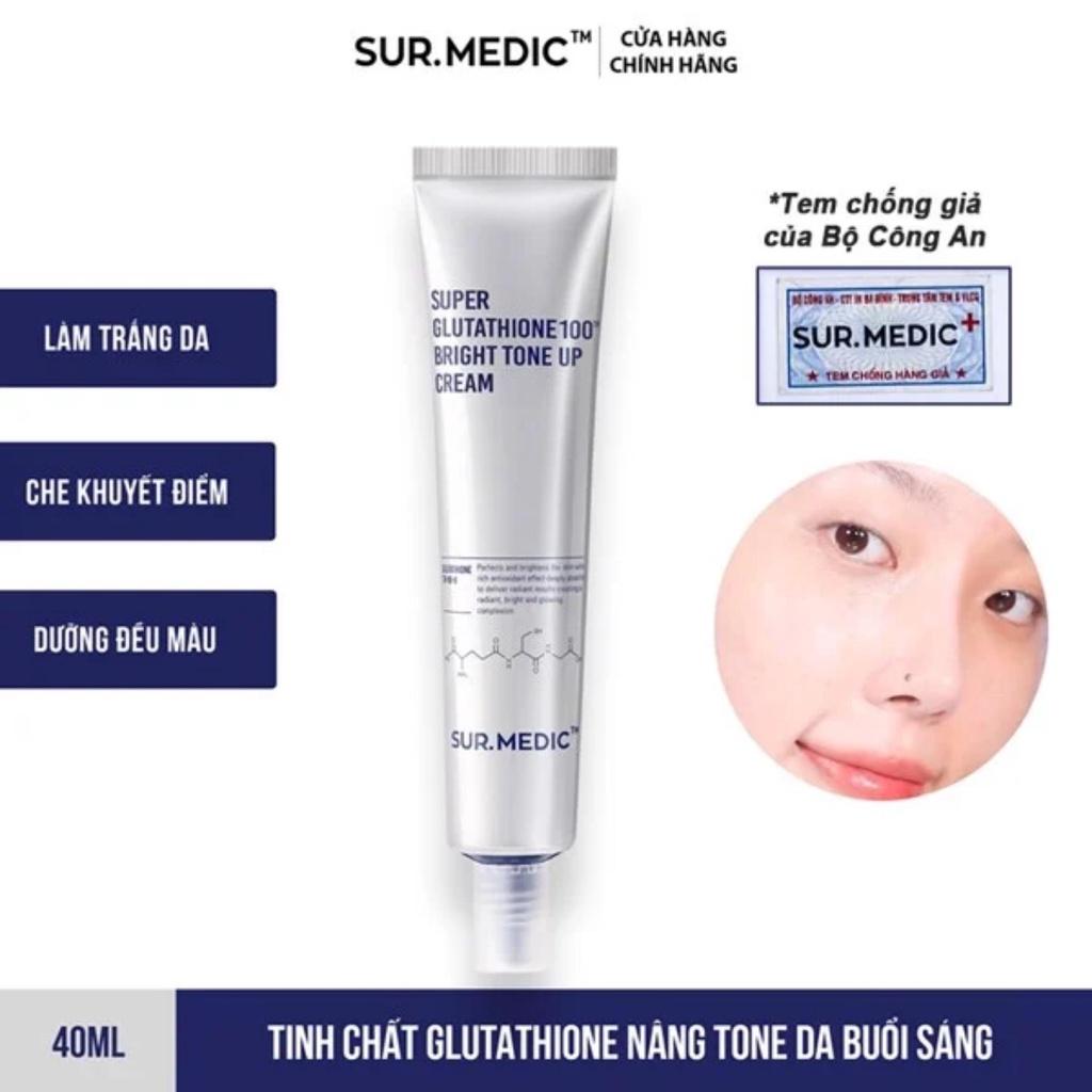 Kem Body Trắng Da Sur Medic Super Glutathione 100TM Bright Body Tone Up Cream Dưỡng Ẩm Nâng Tone 150ml &amp; 40ml