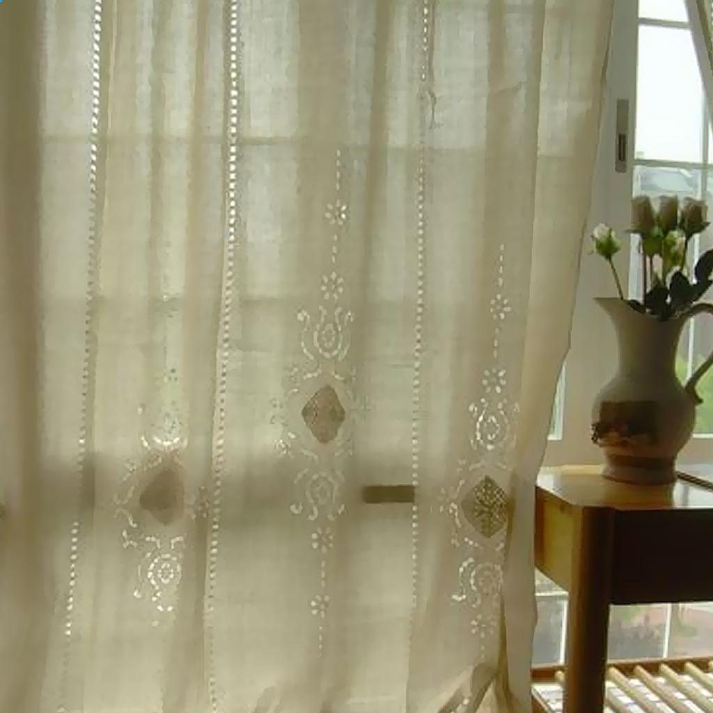 Country Hollow Crochet Window Curtain Blockout Drape Panel Tab Top