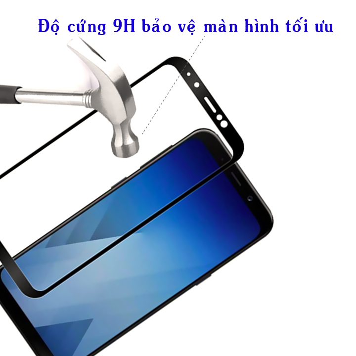 Kính Cường Lực Cho Samsung Galaxy A8 Plus 2018 - Full Màn Hình - Màu Đen - Hàng Chính Hãng