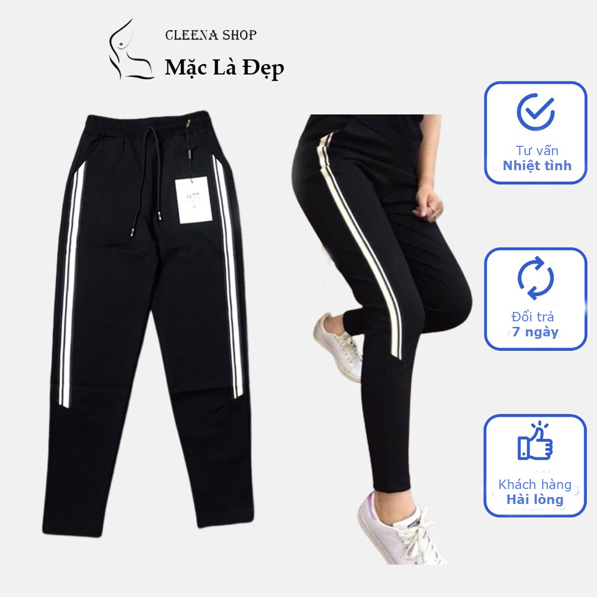 Quần jogger nữ 2 sọc lỡ cao cấp, quần thể thao nữ chất liệu mỳ Hàn