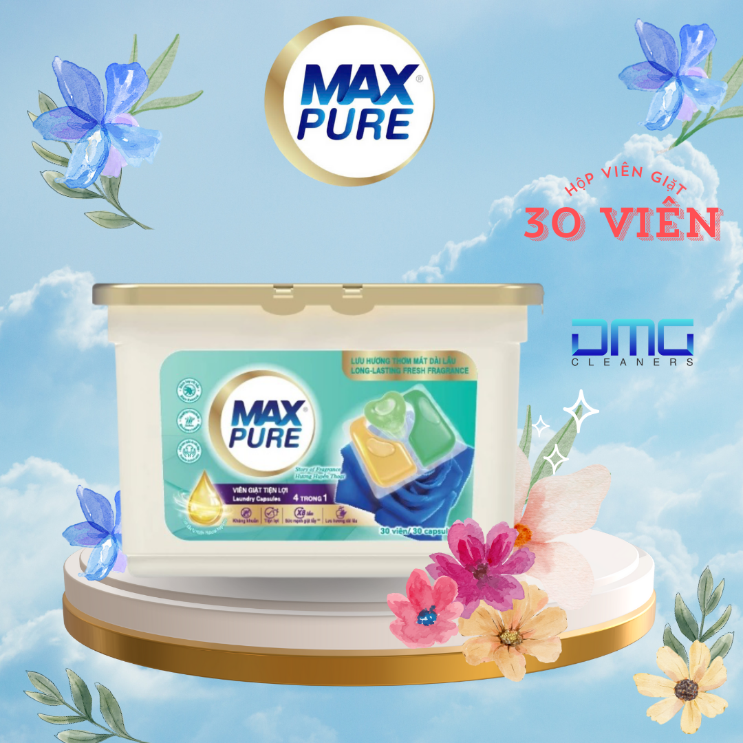 Hộp 30 viên giặt tiện lợi MaxPure 4in1- TẶNG 1 vỉ viên treo bồn cầu