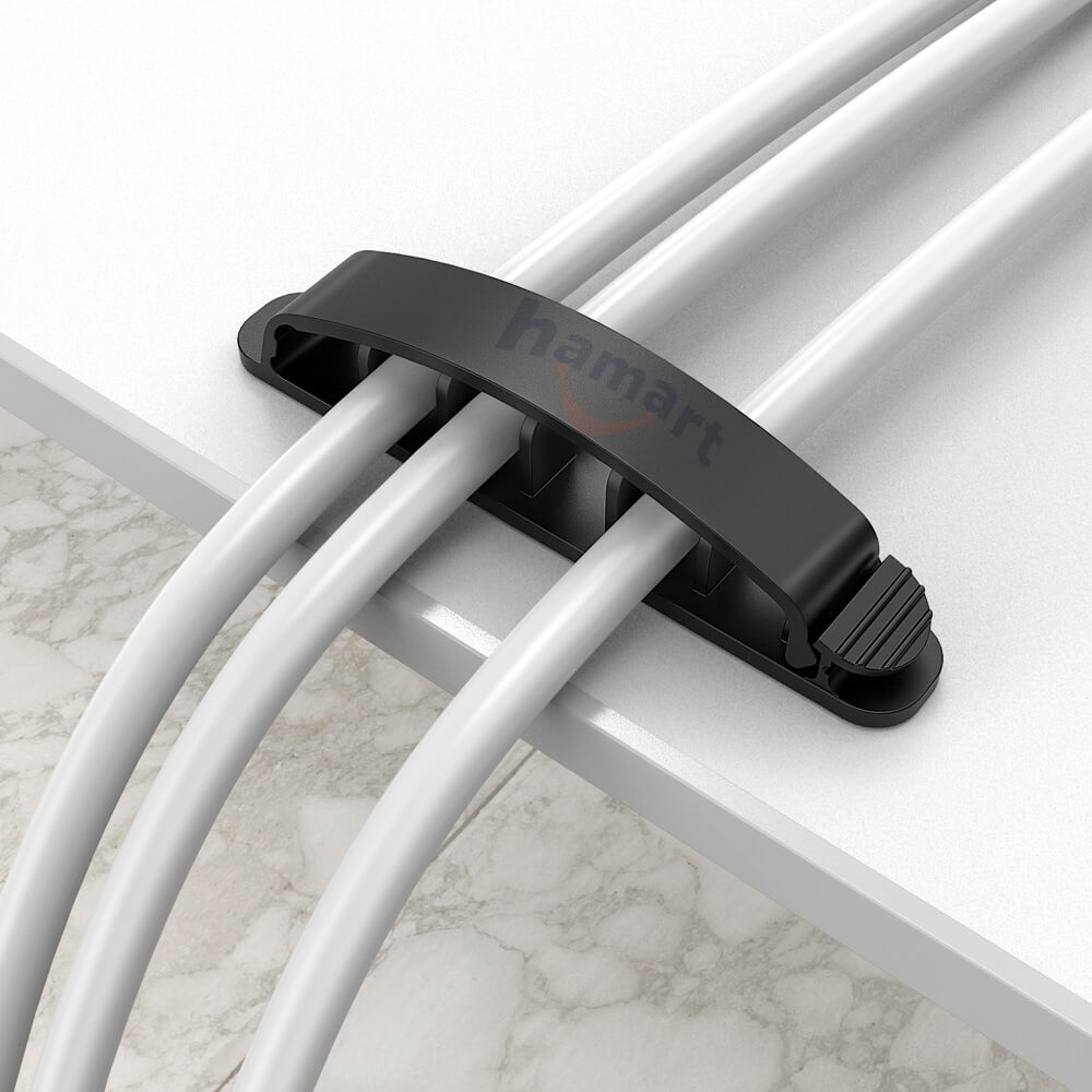 Vỉ 10 Móc Treo Dây Điện Dán Tường Có Chốt Hamart Kẹp Cố Định Dây Cáp Văn Phòng Keo Siêu Dính Tiện Lợi