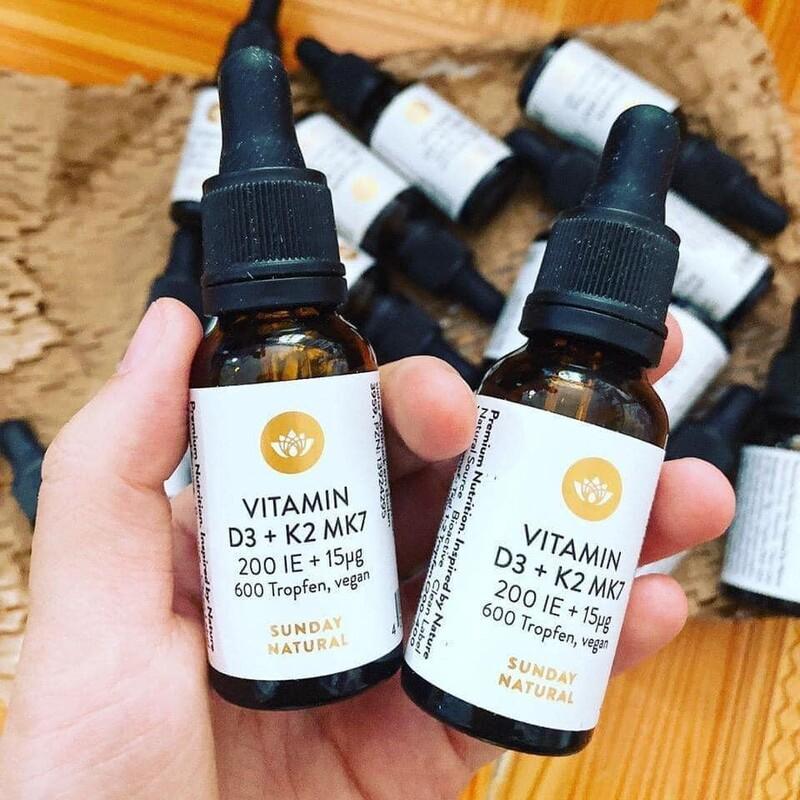 Vitamin D3 K2 MK7, 20ml Sunday Natural Giúp Tăng Chiều Cao Và Sức Khỏe Cho Trẻ Sơ Sinh Và Trẻ Nhỏ, Nhập Đức Chính Hãng