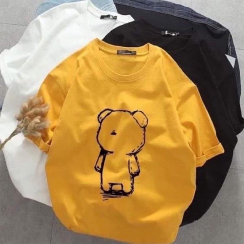 Áo phông nữÁo thun unisex tay lỡ form rộng, áo thun in hình gấu cô đơn gấu teddy dễ thương