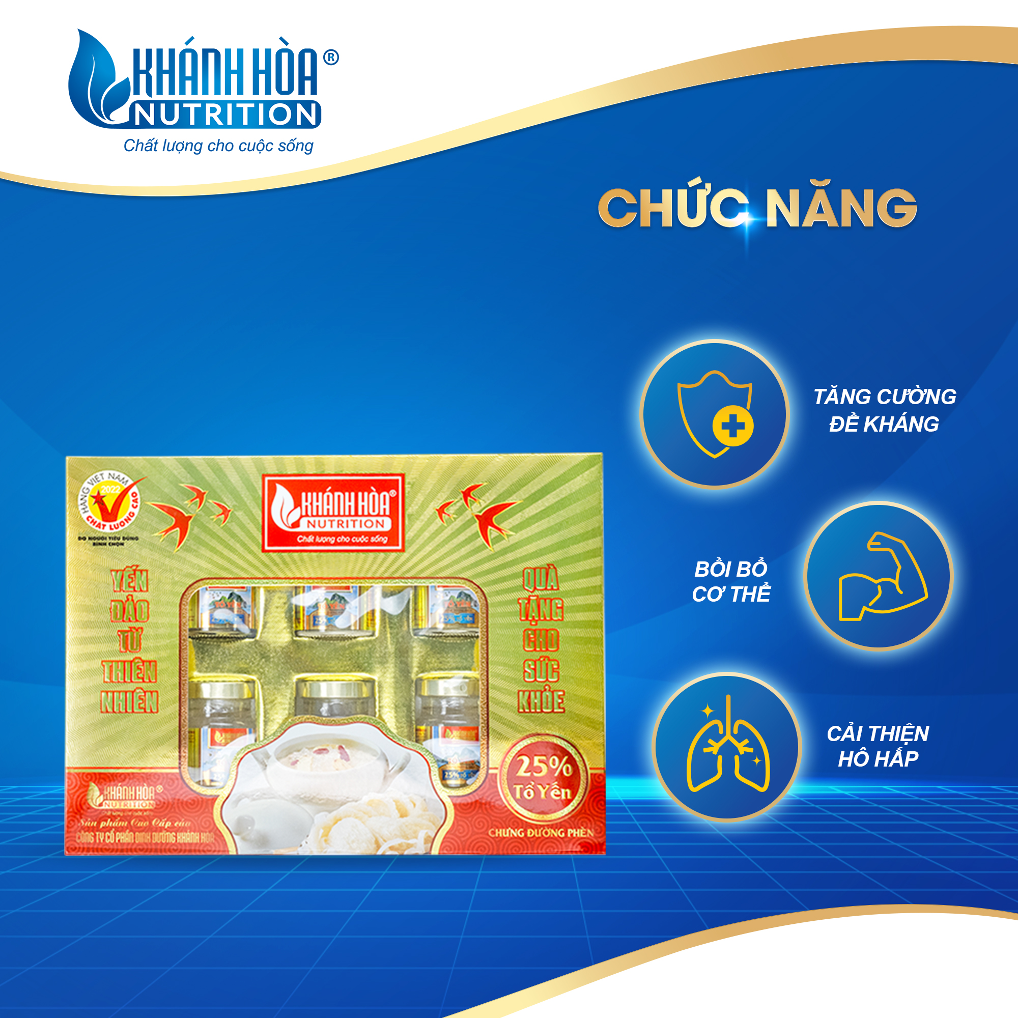 Hộp Quà Tặng 6 Lọ Tổ Yến Chưng Đường Phèn Cao Cấp 25% Tổ Yến Khánh Hòa Nutrition (Hộp 6 Lọ x 70ml)