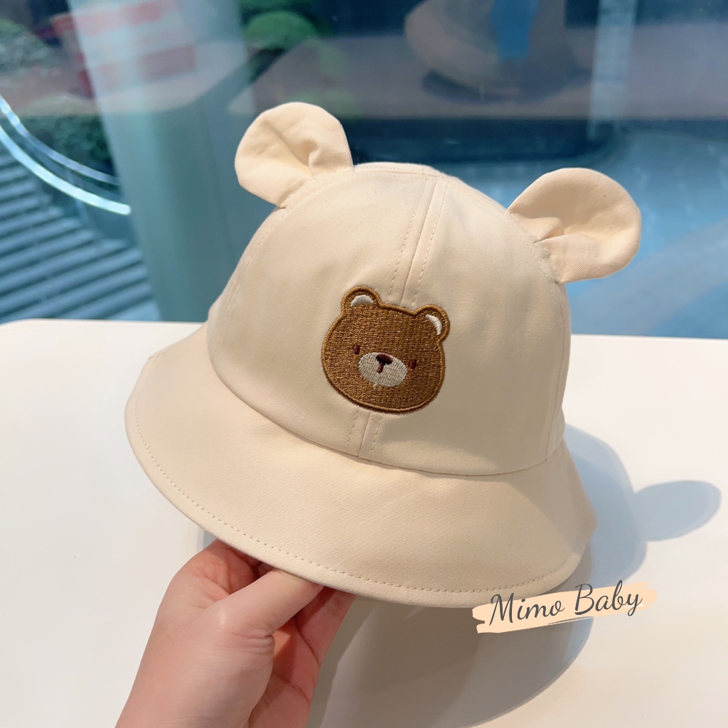 Mũ nón tai bèo trẻ em, mũ bucket hình gấu có dây quai đáng yêu cho bé MH233 Mica baby