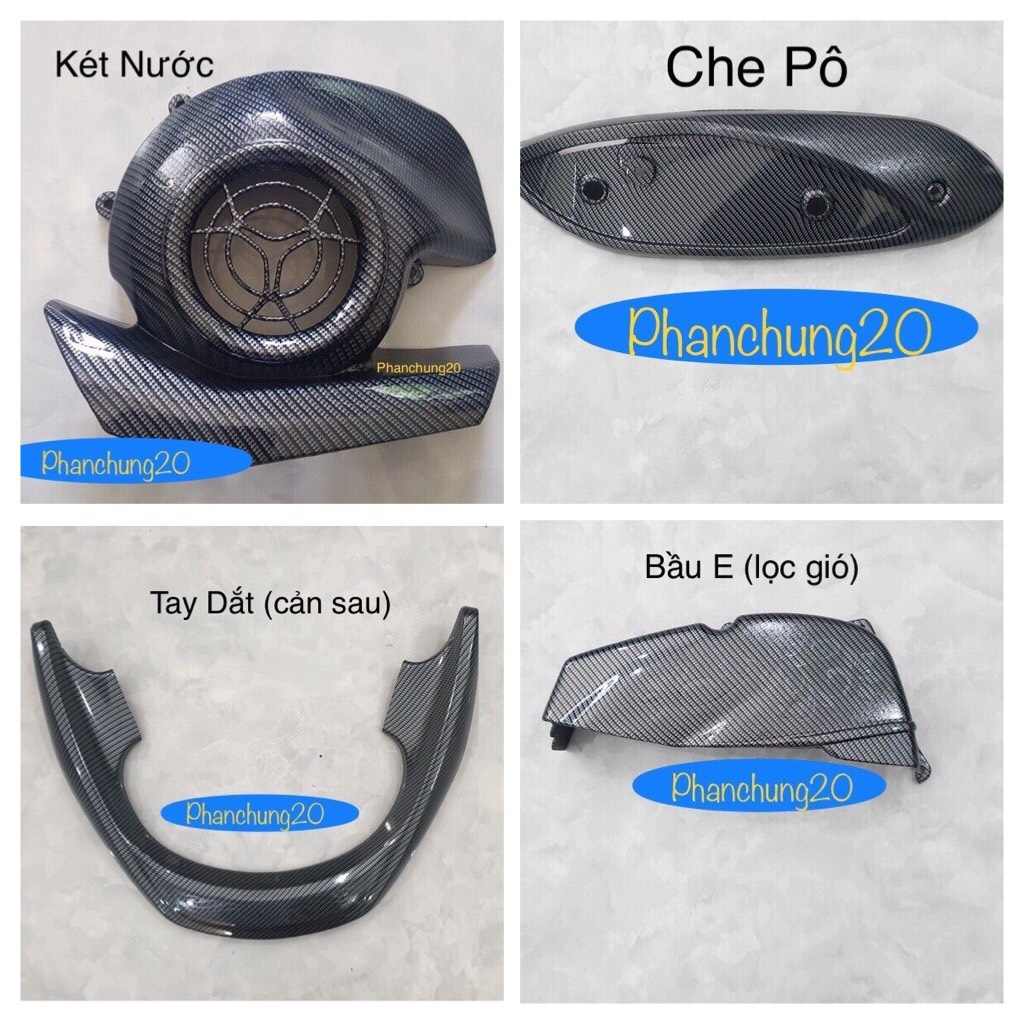 COMBO BỘ ỐP PHỤ KIỆN TRANG TRÍ DÙNG CHO ĐỜI XE YAMAHA GRANDE 2023 2024 CACBON
