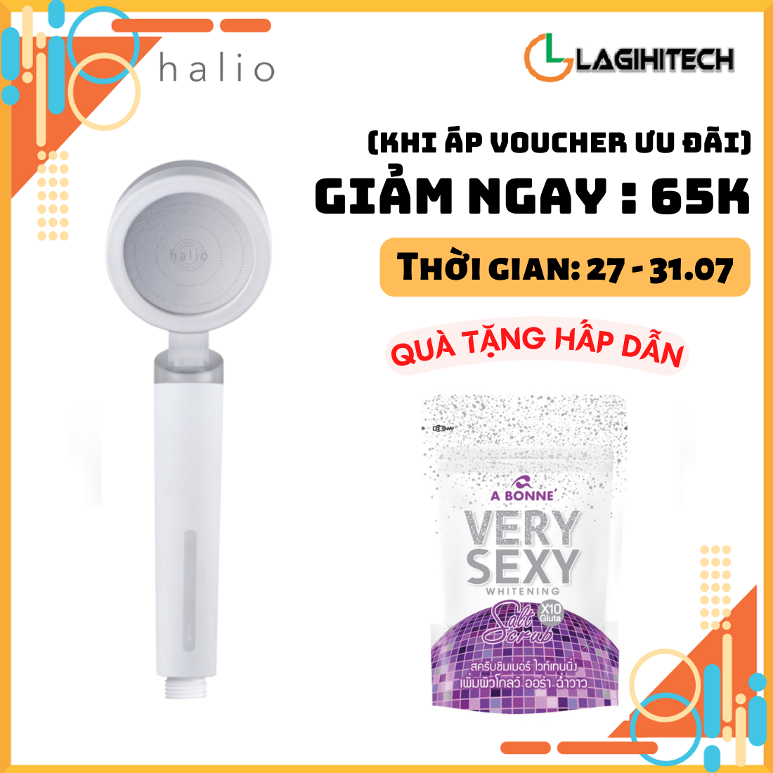 Vòi Sen Lọc Nước Khử Clo Ngừa Mụn Lưng Tăng Áp Halio Beautifying Shower Head