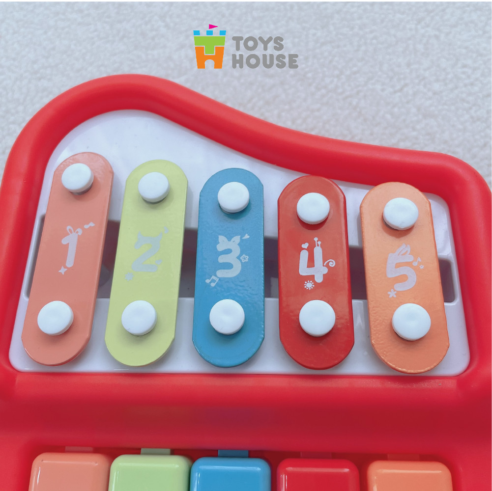 Đồ chơi đàn piano kết hợp gõ Xylophone 5 phím cho bé ToysHouse 8011 - đồ chơi nhạc cụ cho bé 9 tháng trở lên