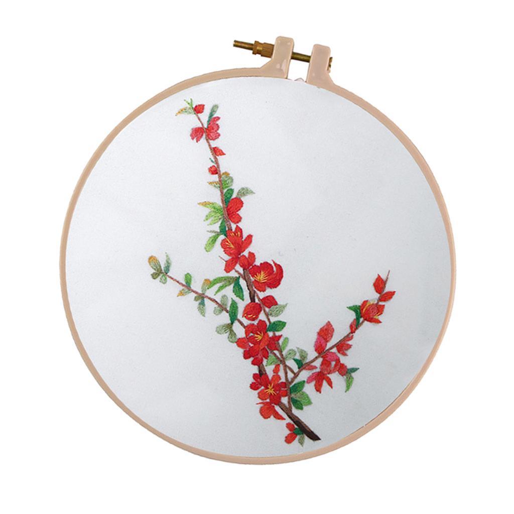 DIY Ribbon Flower Embroidery Set Starter Frame Cross Stitch for Beginner Needlework Kit Art Craft Sewing Accessories