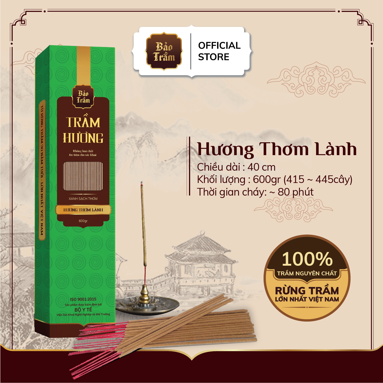 Nhang Bảo Trầm Xanh Lá 600gr - CTI40