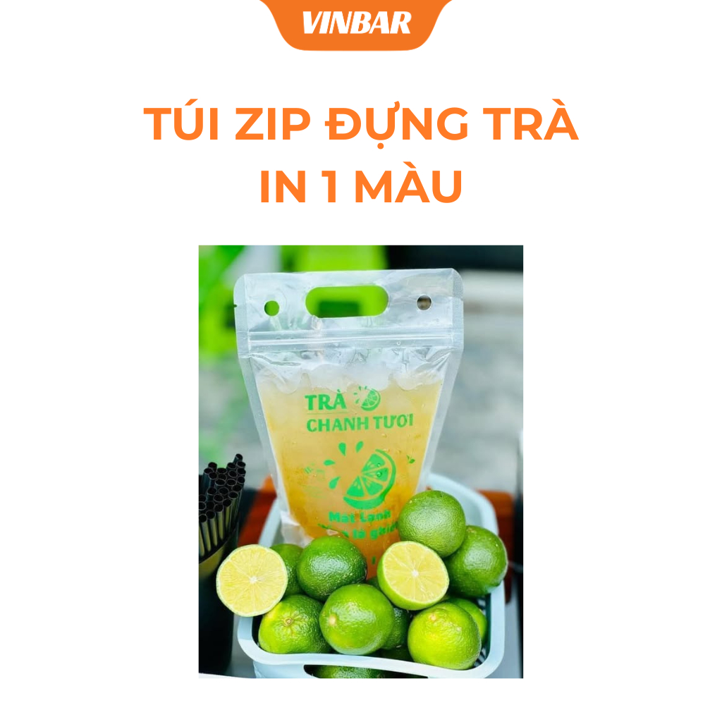 TÚI ZIP ĐỰNG TRÀ CHANH IN 1 MÀU 500ML SIZE 15 x 22 cm ( 1KG KHOẢNG 105 CÁI )