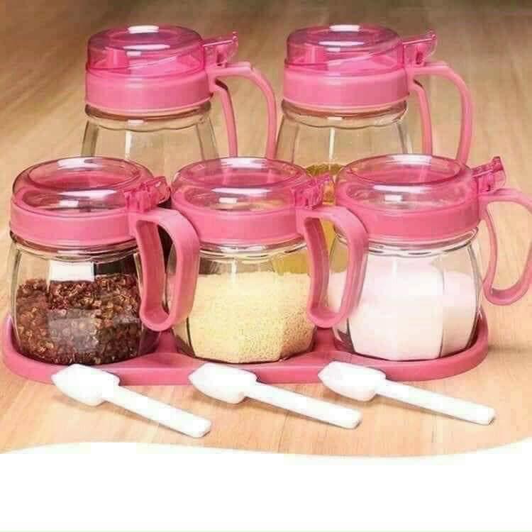 Set 5 hũ gia vị thuỷ tinh loại đẹp