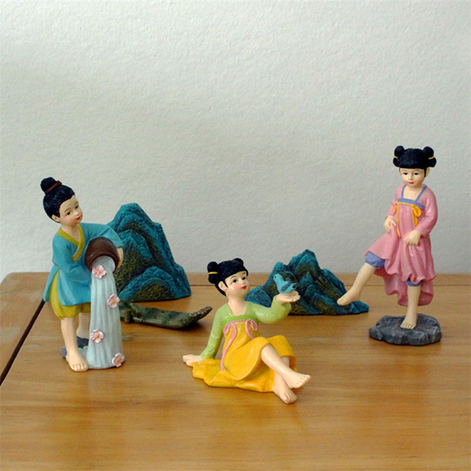 6Pcs Miniature Garden Figurines Resin Statue Desk Outdoor Sculptures Decors Fairy Garden Accessories for Porch Bedroom Office Backyard Home